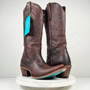 Lane SMOKESHOW Brown Cowboy Boots 10 Tall Cowgirl Snip Toe Western Mid Calf Boot